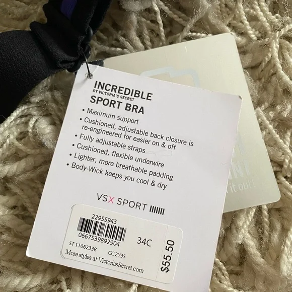 Victoria's Secret Incredible Sports Bra Adjustable Strap, 34C